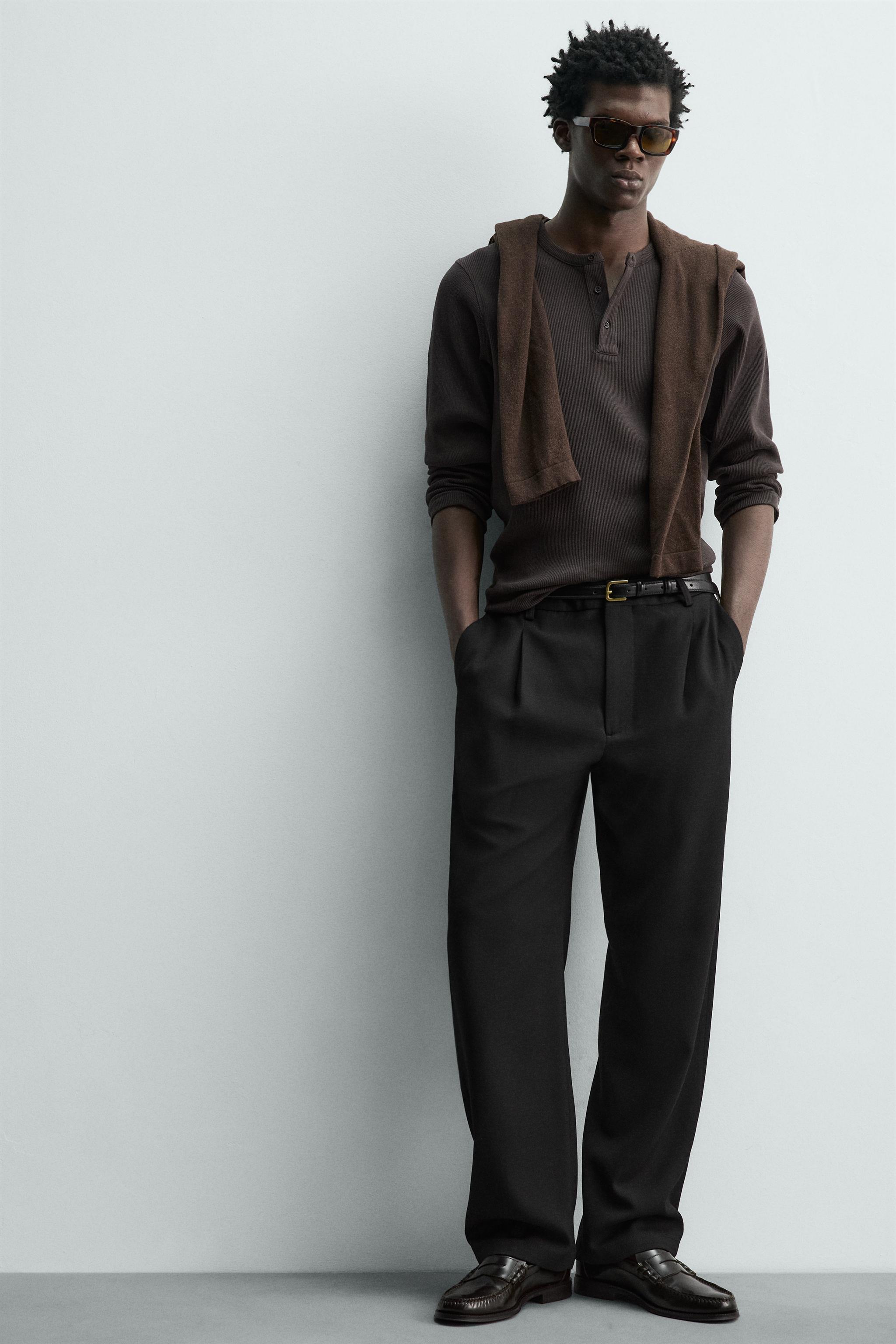 WOOL BLEND PLEATED PANTS